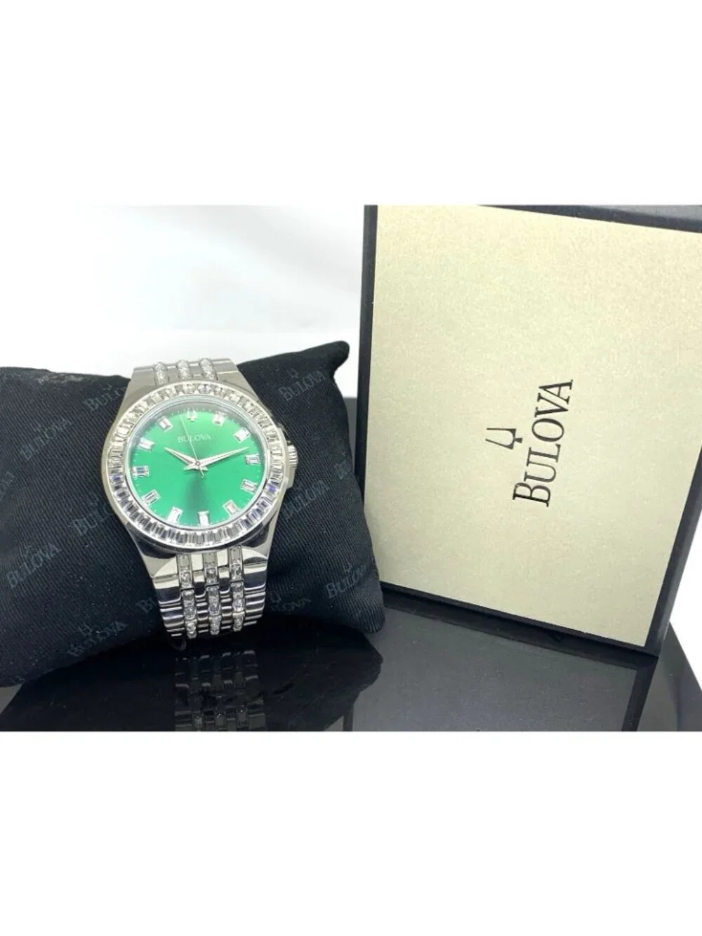 Bulova Men's Watch 96A253 Phantom Quartz Green Dial Steel Crystal Accent 42mm
